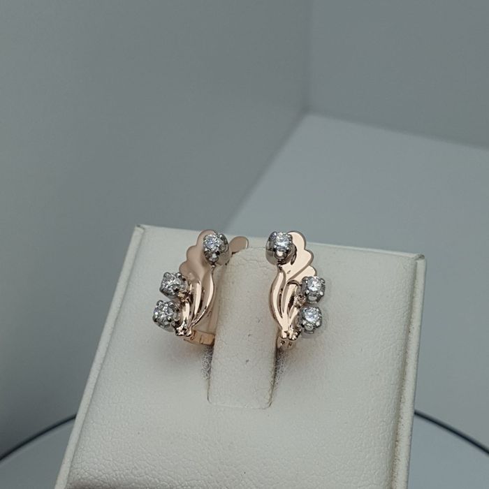 Ссср1989год Львовский ювелирные заводские серьги с Якутским бриллиант