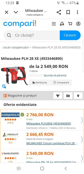 Rotopercutor Milwaukee PLH 28XE ca NOU