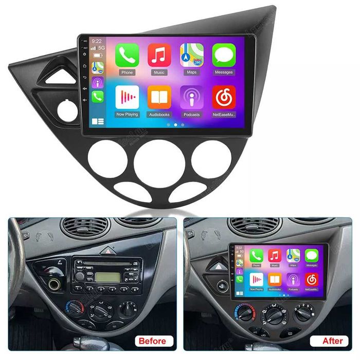 Мултимедия за Ford Focus Двоен дин Навигация плеър екран Android GPS, Carplay, Waze