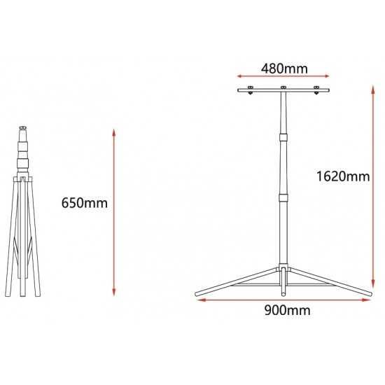 Trepied Camping, Pescuit pentru 2 proiectoare, telescopic, 1620 mm