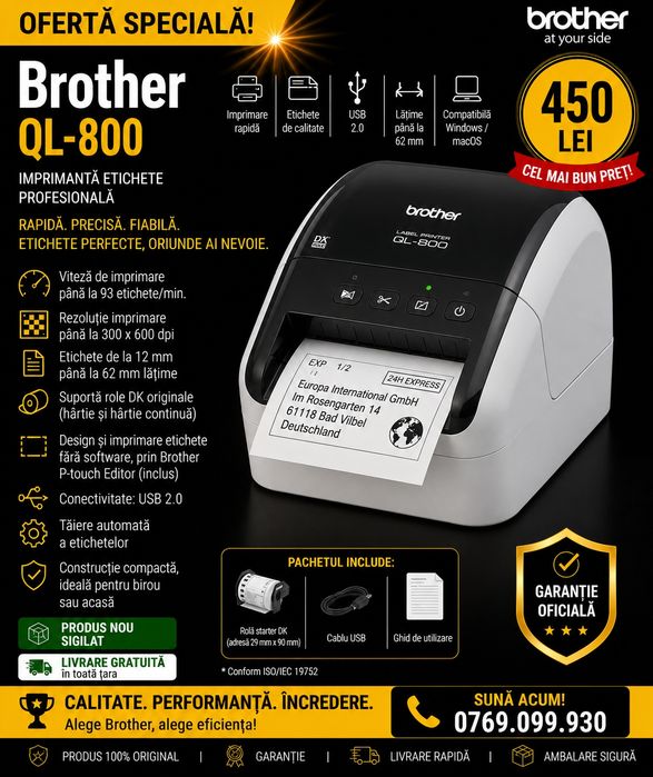 Brother QL-800 | Sigilat | Livrare gratuita