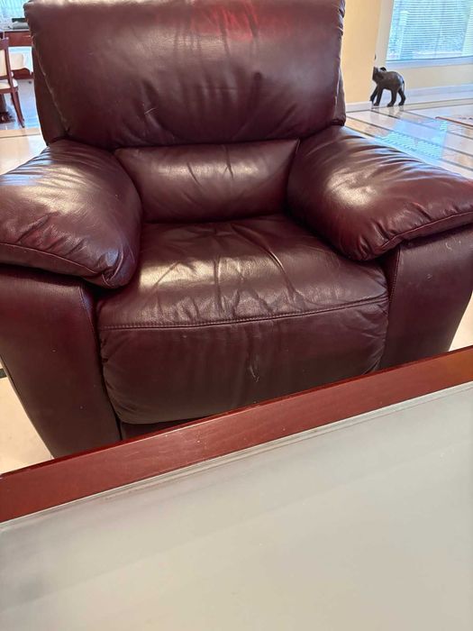 Кожена холна гарнитура (два дивана + фотьойл) – Естествена кожа