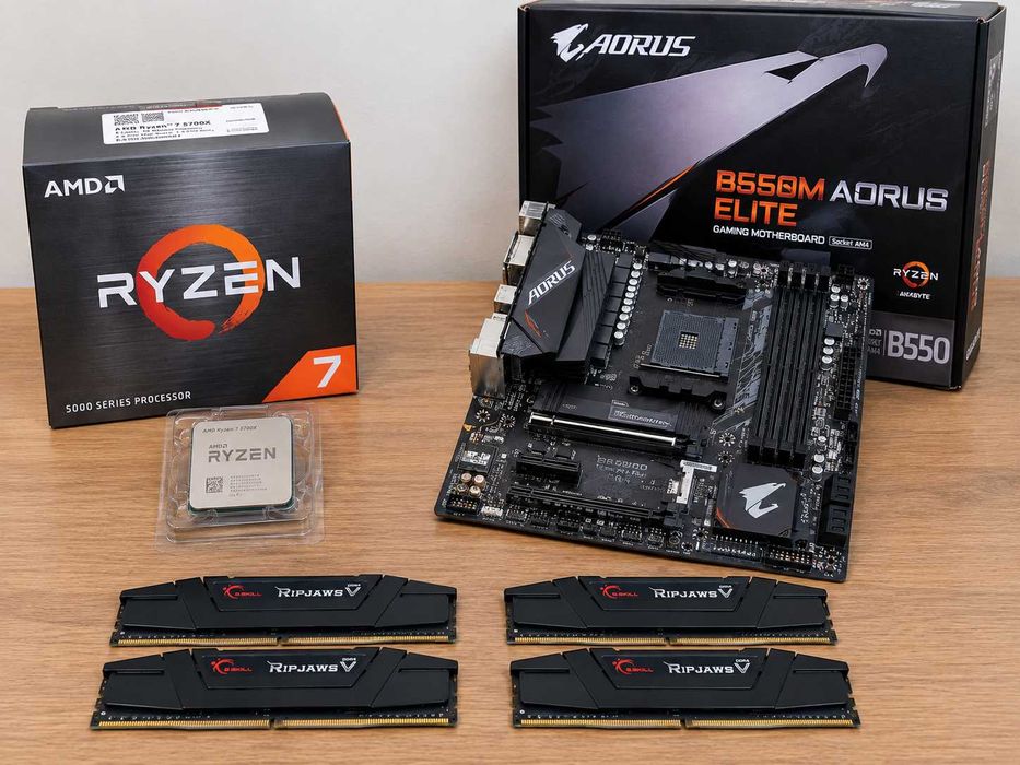 Kit Gaming AMD Ryzen 7 5700X + B550M Aorus Elite + 32GB RAM G.Skill DDR4