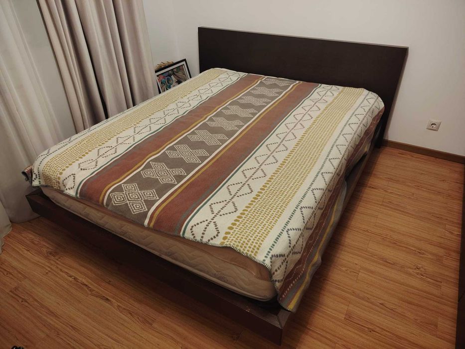 Vand cadru de pat + somiera, foarte solid, culoare wenge, 200 x 160 cm