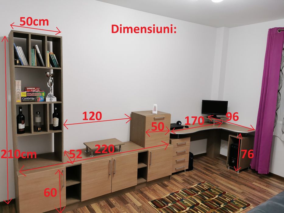 Mobila cu biblioteca si birou