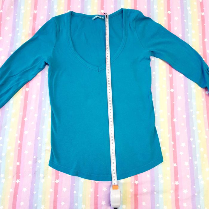 bluza turquoise cu maneca trei sfert, marimea XS