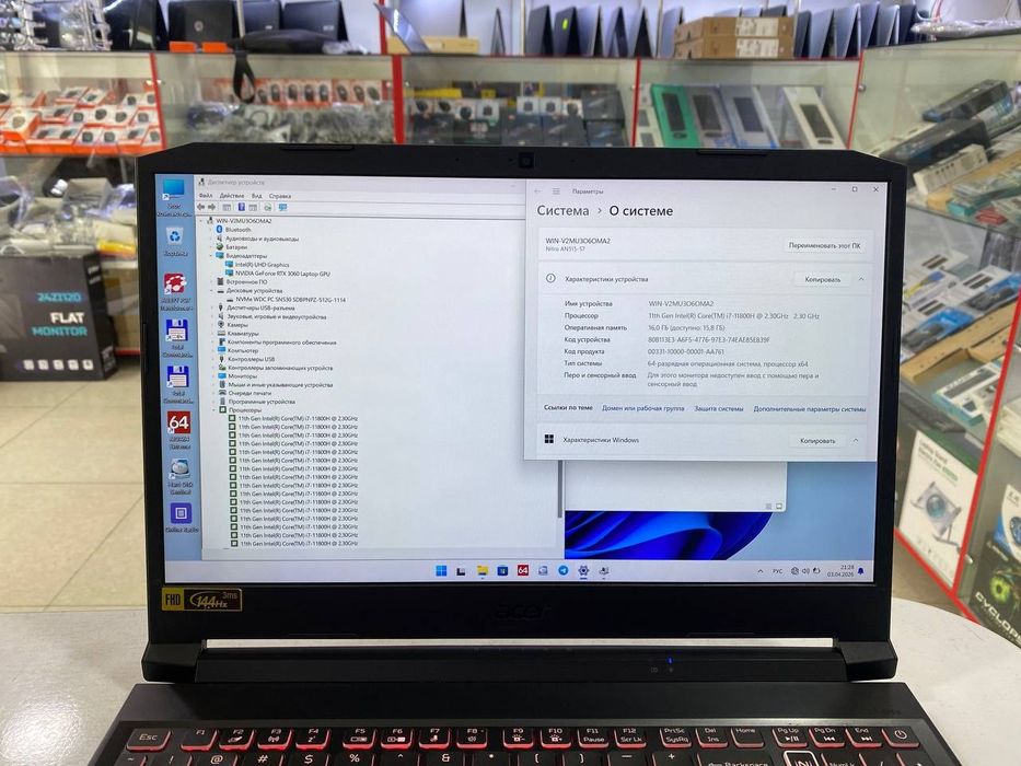 Acer Nitro Gaming core i7-11800H 16/512 SSD RTX 3060-6GB holati ideal