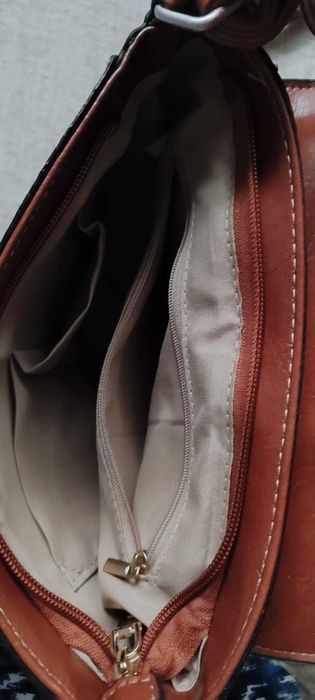 Geanta crossbody din pluta si model mozaic/patchwork