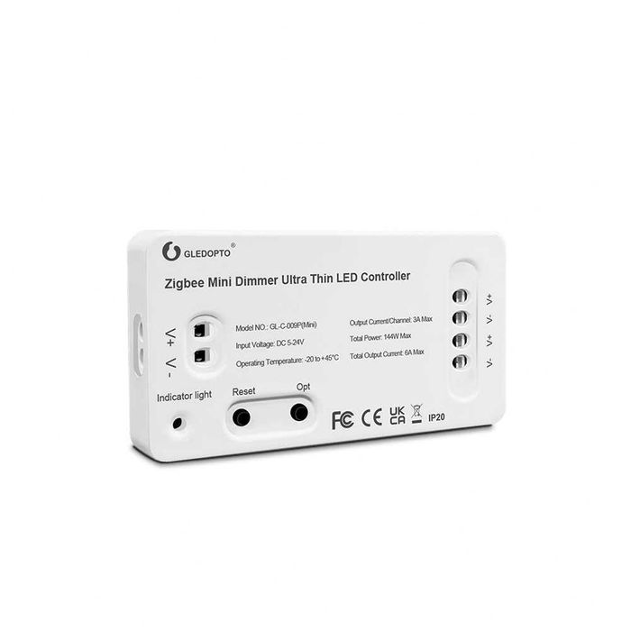 Dimmer smart Zigbee GLEDOPTO Mini pentru bandă LED monocolor