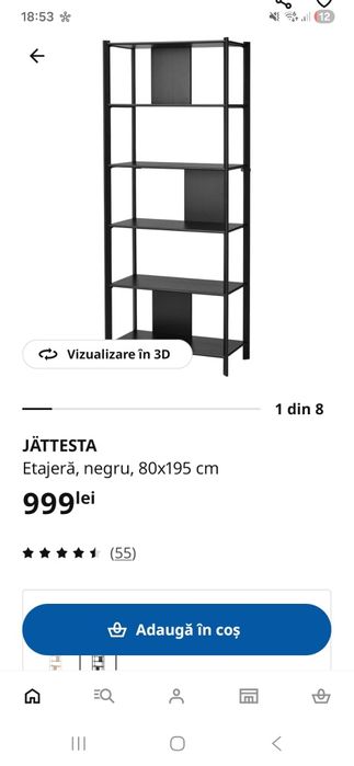 Vant etajera Jattesta, Ikea,  neagra