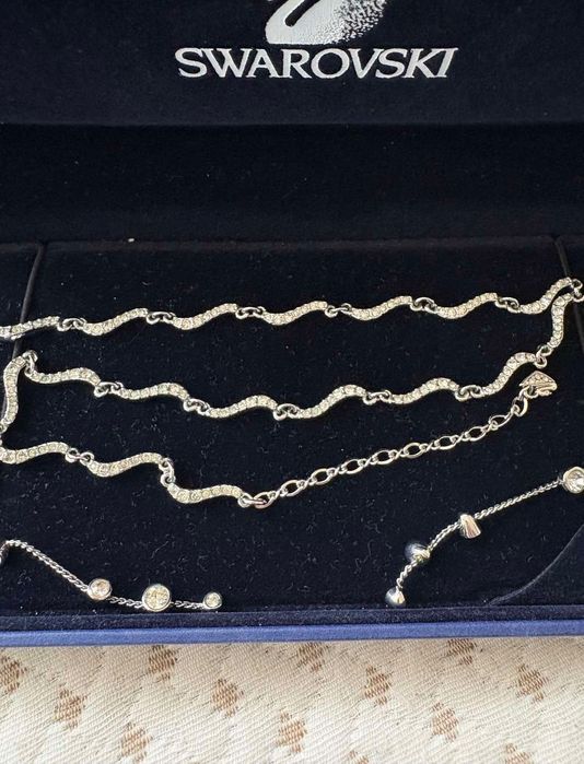 Сребърен комплект колие и обеци Swarovski със сертификат