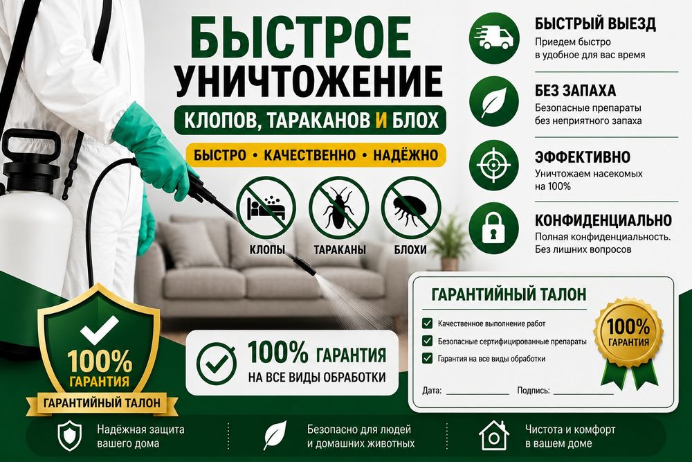 Дезинфекция дезинсекция от клопов таракан и блох