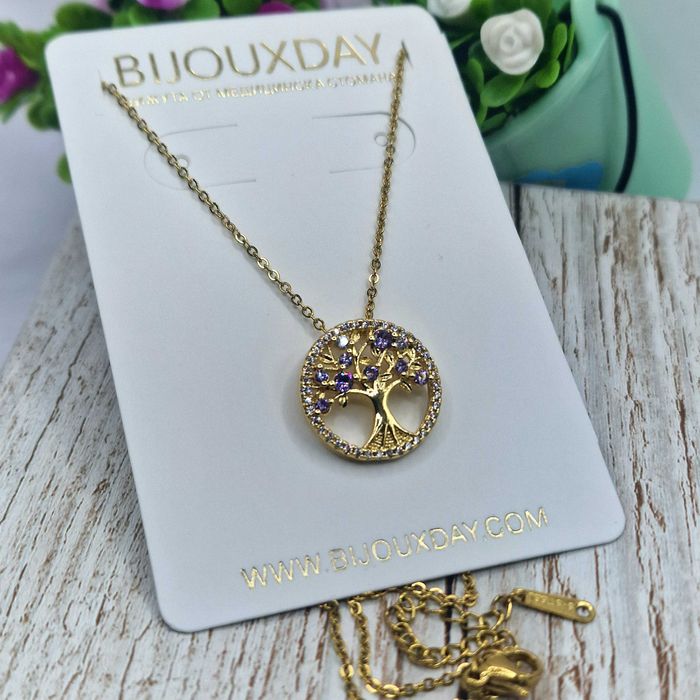 Purple Tree of Life Necklace | колие с цветни кристали
