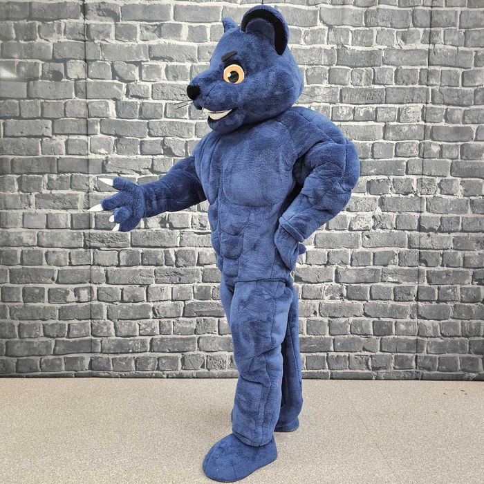Costum Mascotă Panteră Albastră Musculoasă Profesională Handmade pentru Evenimente și Petreceri