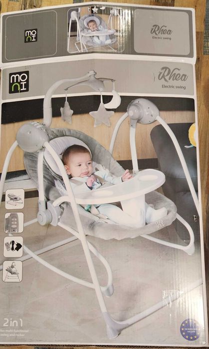 МОНИ Електрическа люлка - шезлонг 2в1 RHEA СИВ