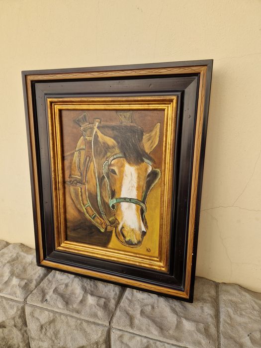 Прекрасна антикварна авторска картина масло върху платно