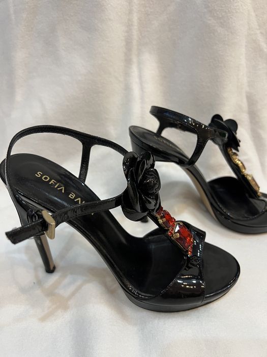 Sandale negre cu toc Sofia Baldi
