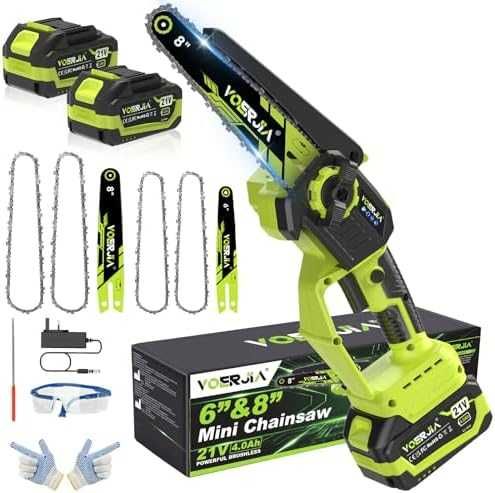 Нов Мини акумулаторен трион 750W безчетков 6" 8" 2 батерии за градина двор