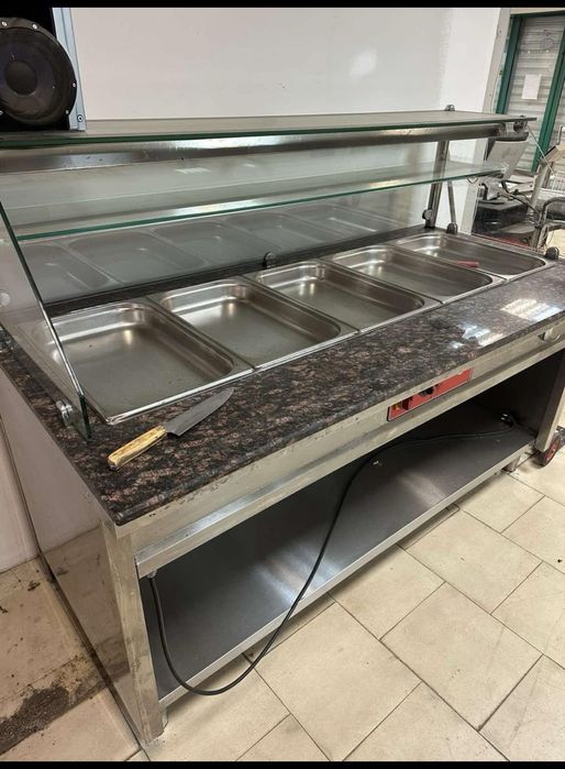 Професионално топло бен мари (топла витрина) за 5 GN 1/1 – с гранитен плот
