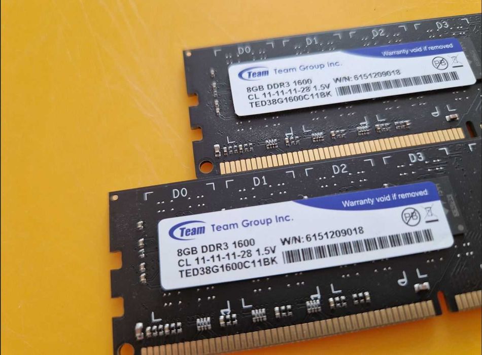 Kit 16GB DDR3 Desktop,2x8GB,Team Group PC3 12800,1600Mhz,CL11 Doble Sided