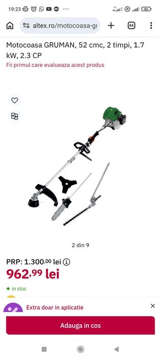 Motocoasă/ unealta pentru tăiat crengi/unealta pentru gard viu GRUNMAN