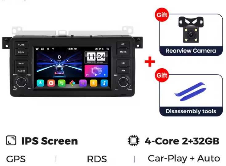 Android мултимедия 7″ за BMW E46 | CarPlay, GPS, AndroidAuto