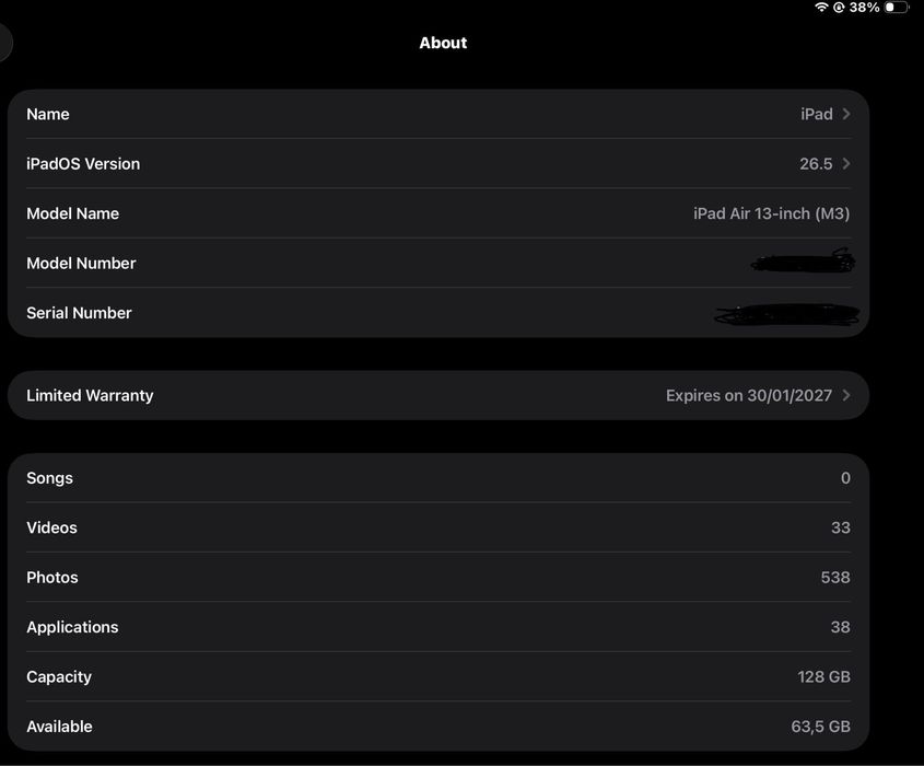 Ipad Air M3 13 inch 128 GB