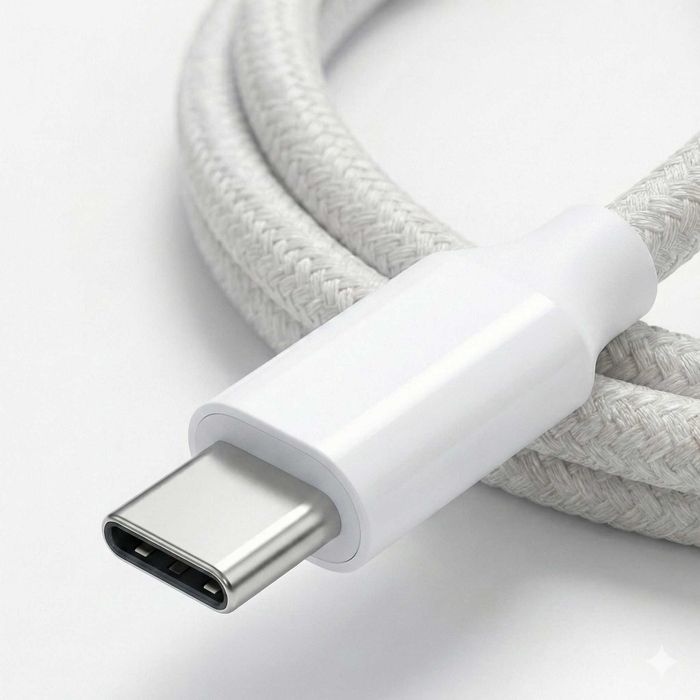 Cablu USB-C la USB-C 60W, Wyred by Monga, 2m, Împletit, Alb, Nou