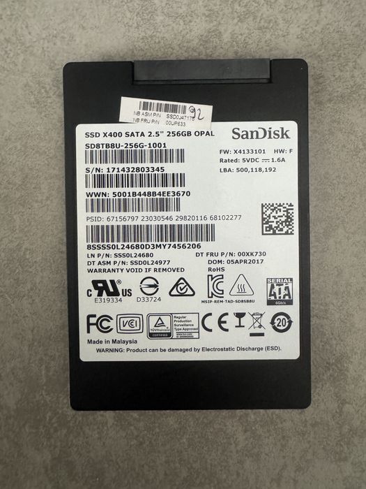 SSD SanDisk X400 256GB SATA III 2.5" – Stare Excelentă / Laptop & PC