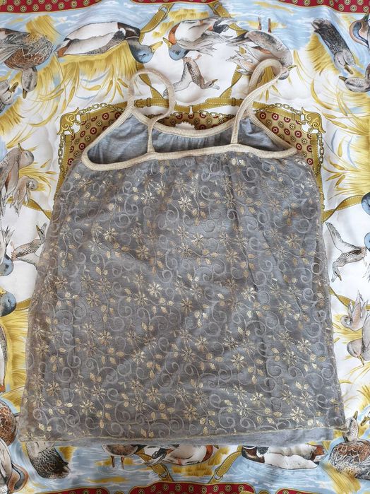 Top dama dantela argintiu Bottega