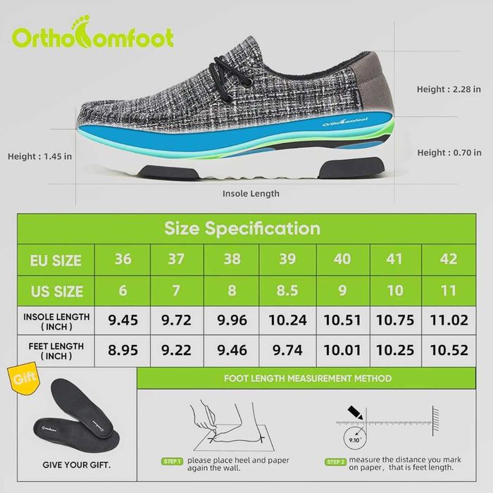 OrthoComfoot Women’s Slip On Shoes with Arch Support 38 (8)