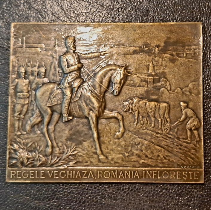 Medalie, placheta Carol 1, regele veghează, România înflorește, 1906