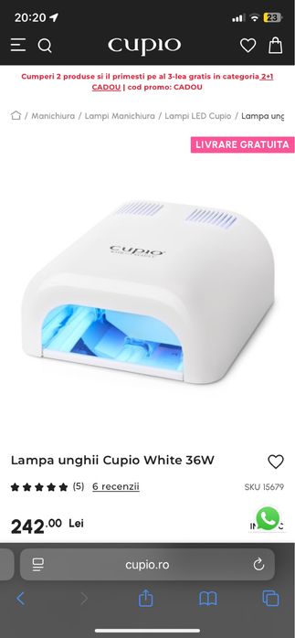 Lampa UV Unghii Cupio White 36W