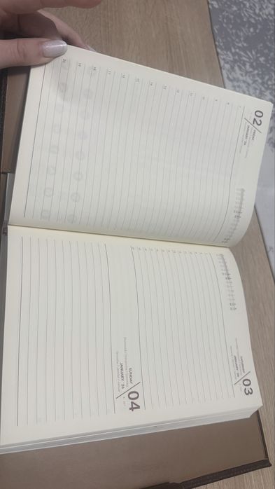 Agendă 2026 nouă, husă din piele naturală, layout zilnic
