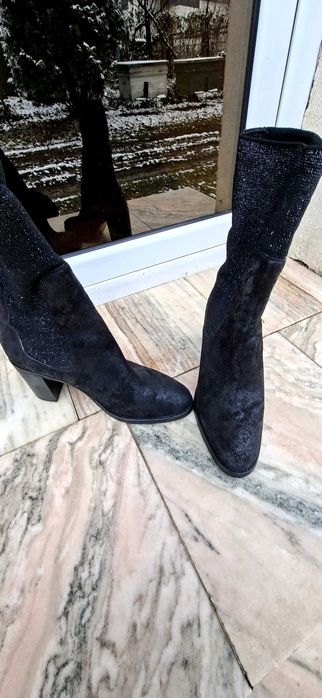 Ghete piele negre elegante Tommy Hilfiger 38