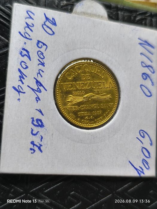 20 боливара Венецуела 1957 година "Индиански вождове"