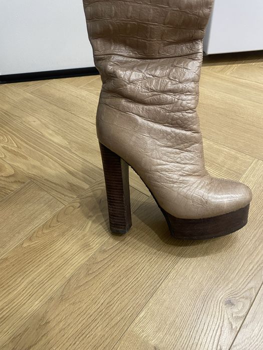 Кожаные зимние сапоги