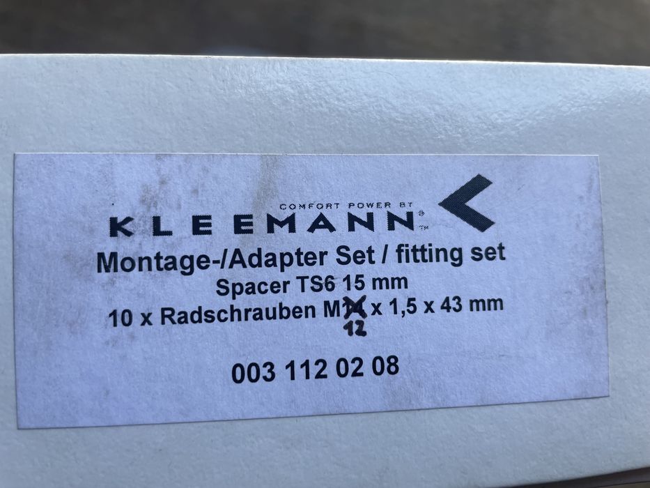 Копмлект проставок Kleemann