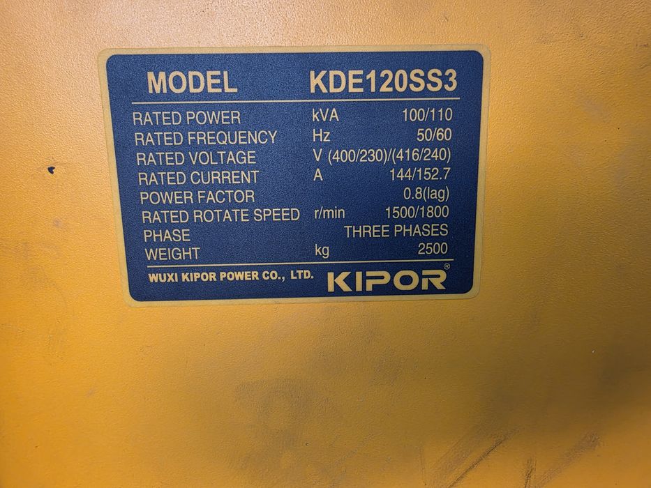 KIPOR Generator KDE 120SS. 3 faz Срочни Сотилад,