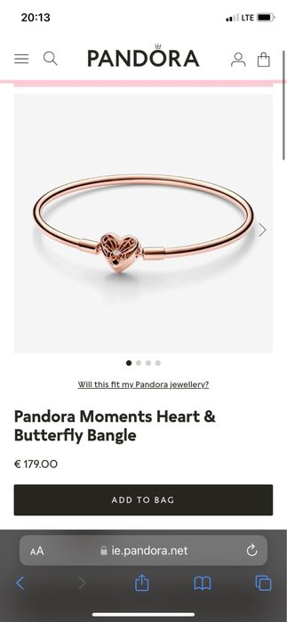 Vând brățară Pandora Moments Heart & Butterfly Bangle