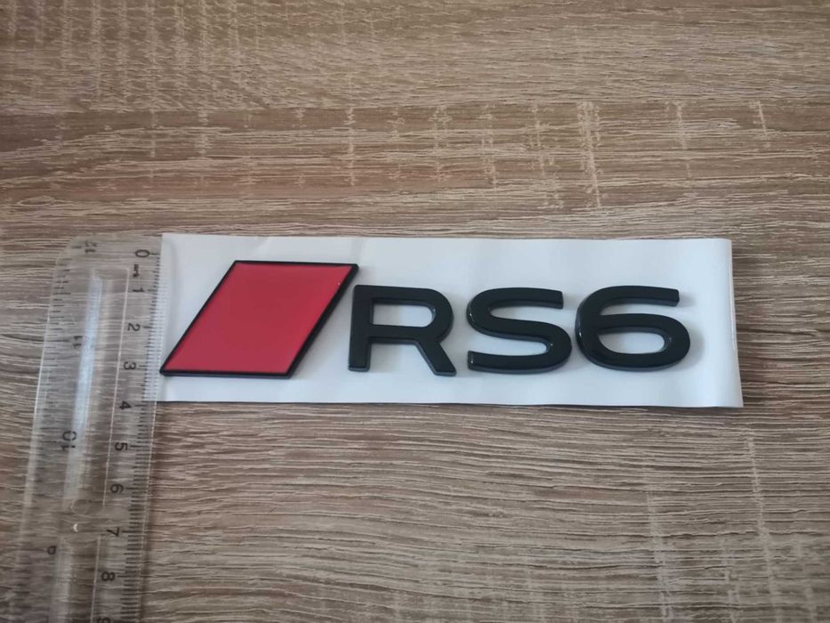 емблема Audi RS6 нов стил черно с червено