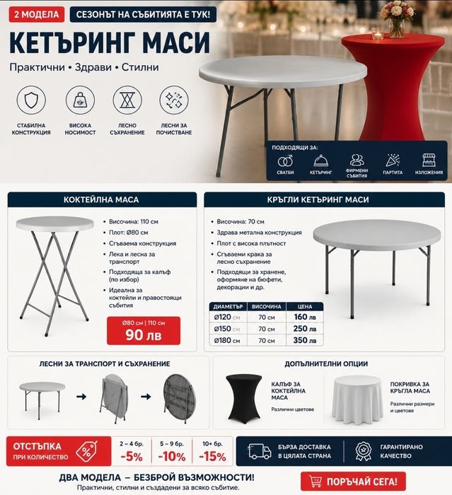 Кетъринг Коктелна Маса фи 80