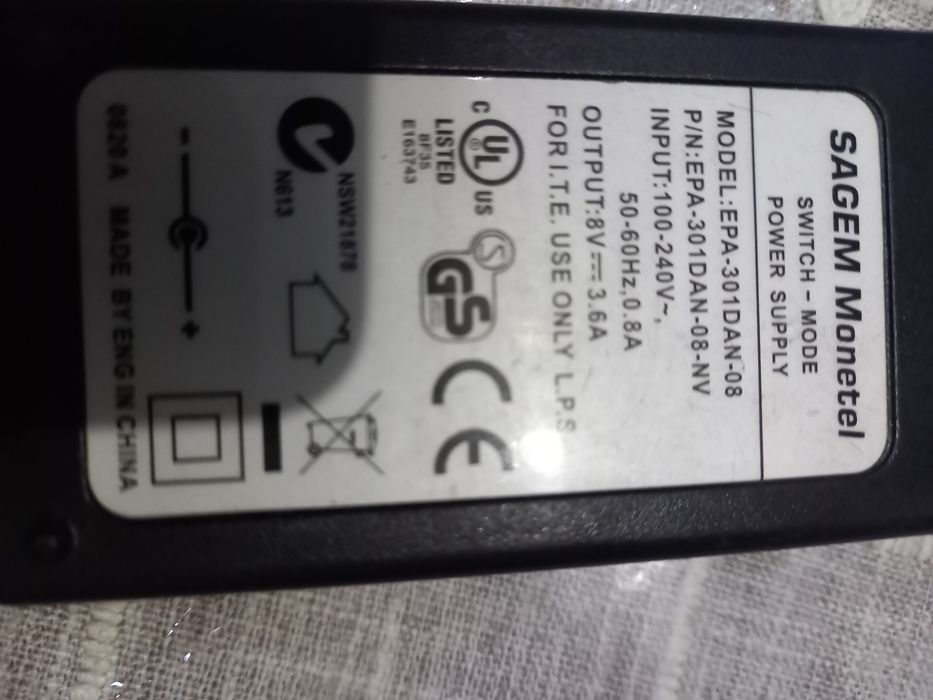 Блок питания 8в 3.6 А