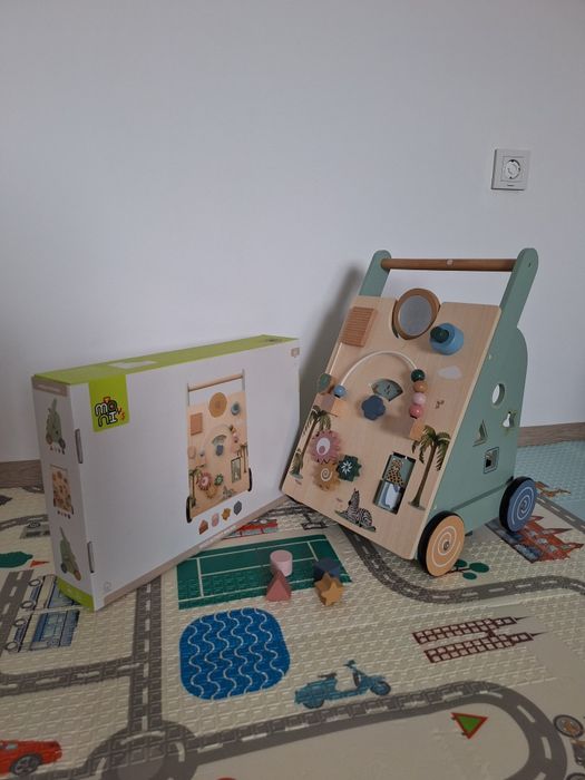 Мултифункционална дървена количка за прохождане