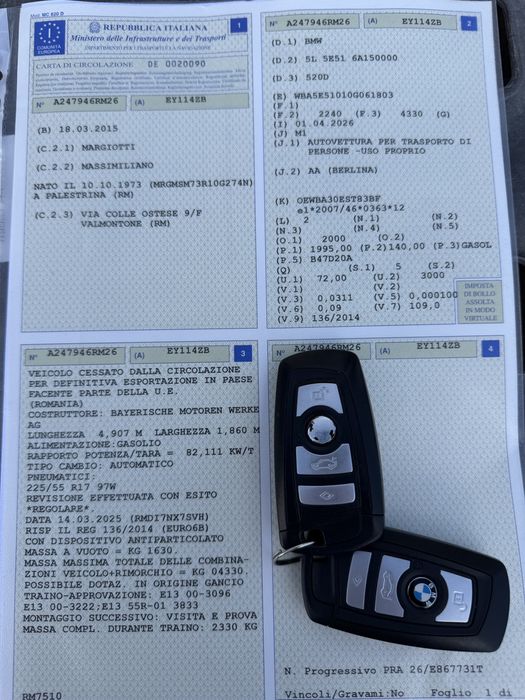 Bmw F10 Lci automat 520d 190 cai avariat lovit porneste- se deplasează