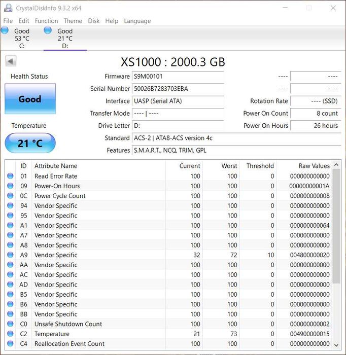 Vand 2TB SDD Extern Kingston XS1000 nou