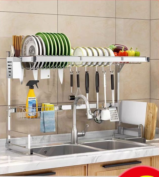 Sushilka dlya tarelok nad moykoy stalnaya 85×32×48 sm