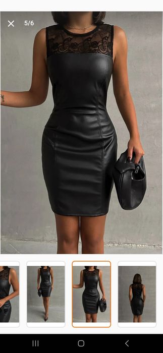 Кожена рокля с дантела