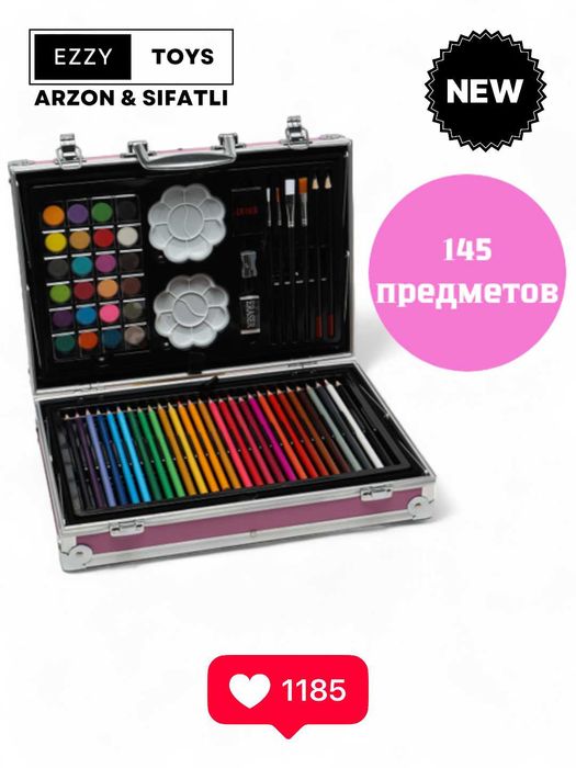 Maktab va bolalar ijodi uchun qalam va bo'yoqlar to'plami