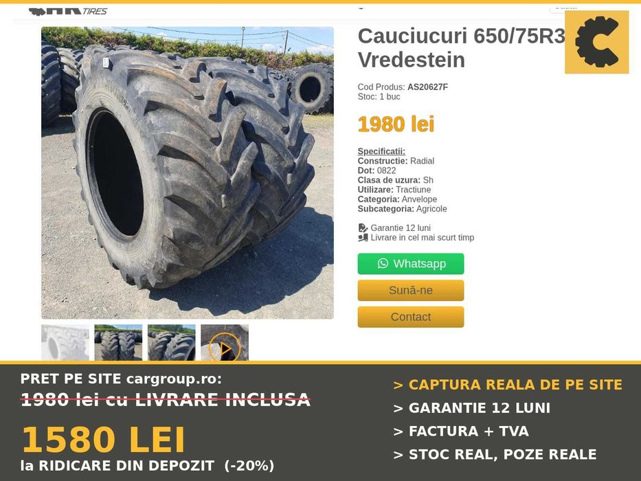 Cauciucuri 650/75R34 Vredestein Anvelope Tractor Combina SH LIVRARE